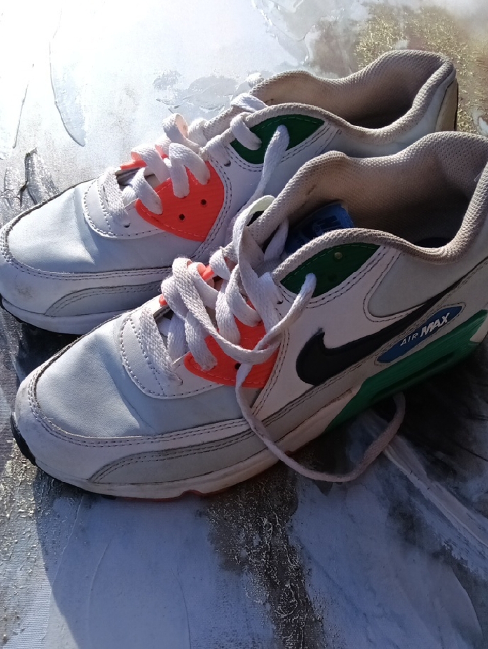 Nike Air Max with Black Swoosh and Green & Orange Accents